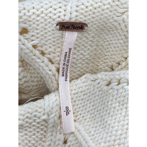 Free People Knit Sweater Size Small S Ivory Turtleneck Cable Long Sleeve New B54 - Picture 5 of 6